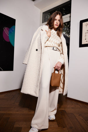 LONG SHEEPSKIN EFFECT COAT-Jackets & Sweaters-MOLLY BRACKEN-Coriander