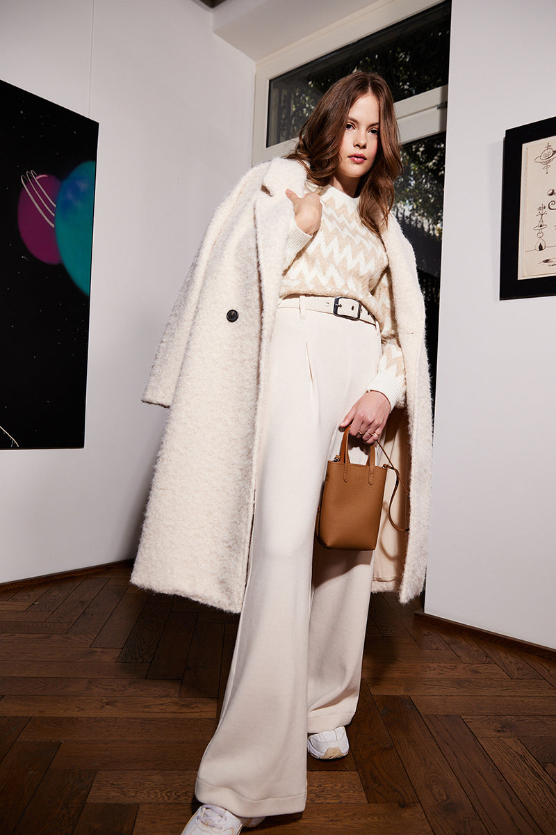 LONG SHEEPSKIN EFFECT COAT-Jackets & Sweaters-MOLLY BRACKEN-Coriander