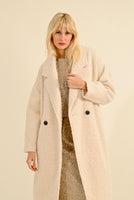 LONG SHEEPSKIN EFFECT COAT-Jackets & Sweaters-MOLLY BRACKEN-SMALL-OFF WHITE-Coriander