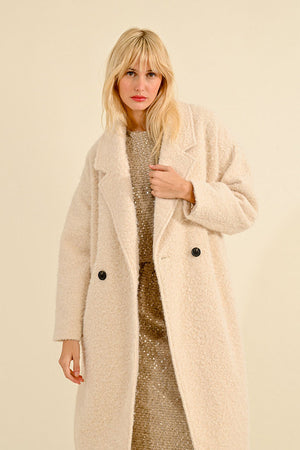 LONG SHEEPSKIN EFFECT COAT-Jackets & Sweaters-MOLLY BRACKEN-SMALL-OFF WHITE-Coriander