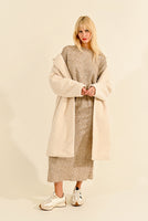 LONG SHEEPSKIN EFFECT COAT-Jackets & Sweaters-MOLLY BRACKEN-Coriander