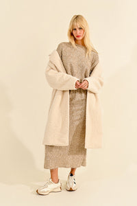 LONG SHEEPSKIN EFFECT COAT-Jackets & Sweaters-MOLLY BRACKEN-Coriander