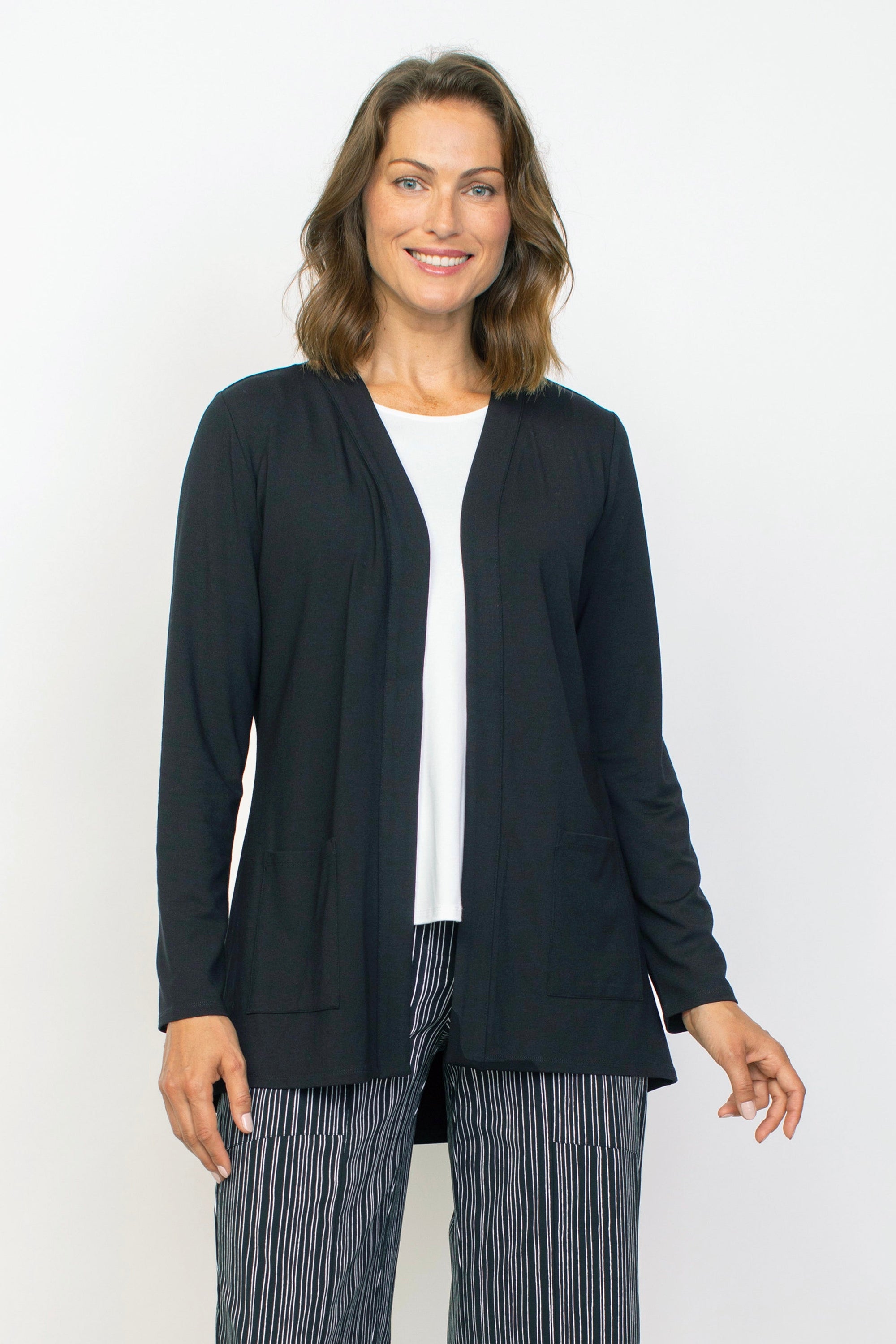 LONG SHIRRED BACK JACKET-Jackets & Sweaters-HABITAT-XSMALL-Black-Coriander