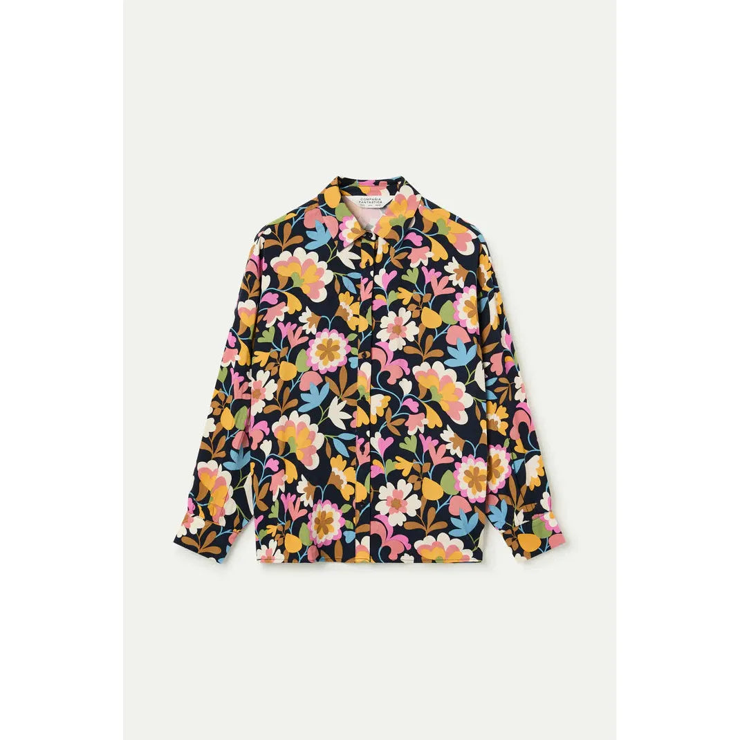 LONG SLEEVE BLOUSE | BABOUSHKA PRINT-Blouse-COMPANIA FANTASTICA-SMALL-BLACK-MULTI-Coriander