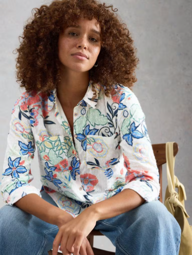 LONG SLEEVE BUTTON UP | SOPHIE-Top-WHITE STUFF-Coriander