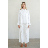 LONG SLEEVE COTTON SHIRT | ELASTIC SLEEVE BAND-Tops-ELLE GREY-Coriander
