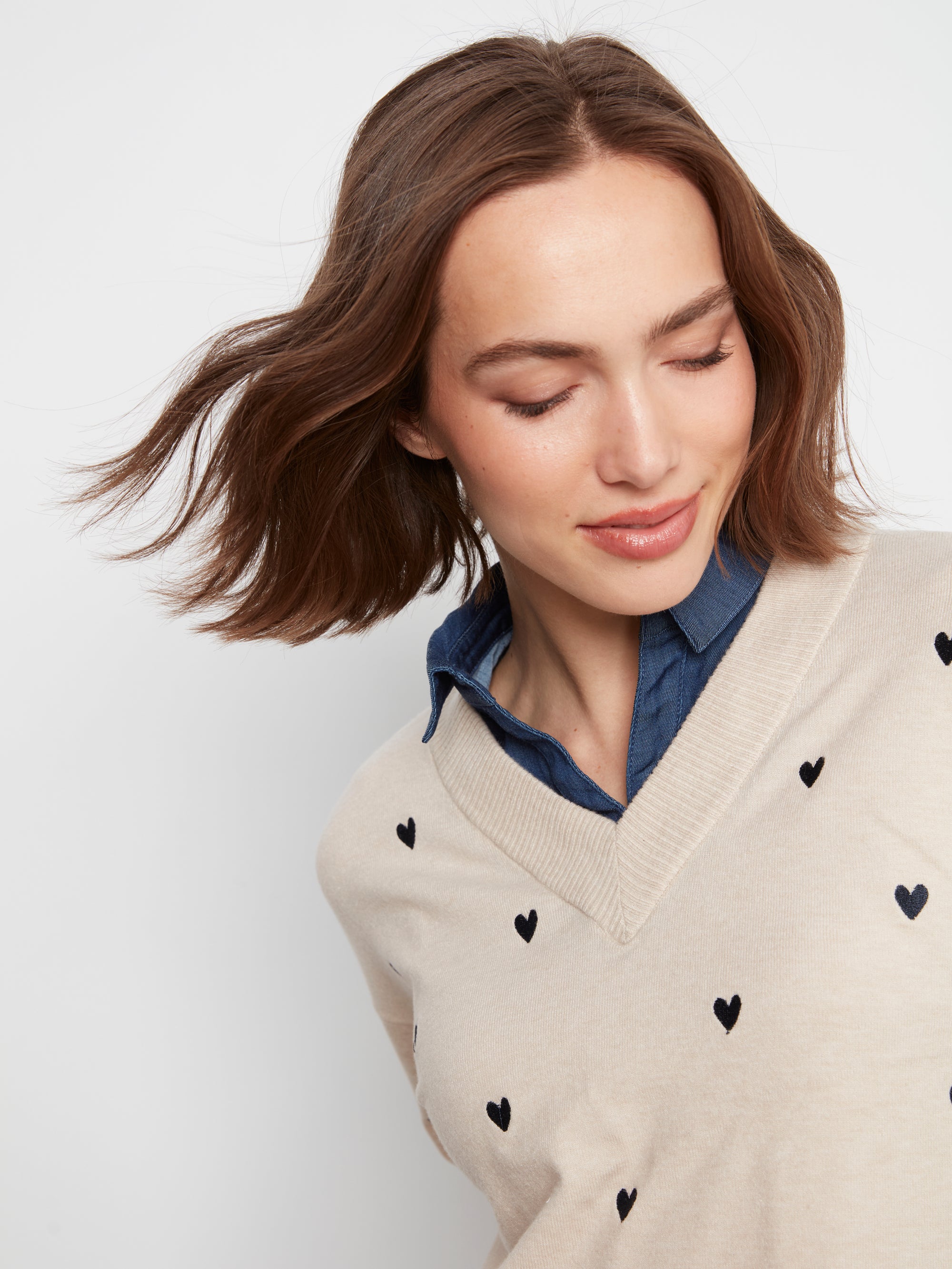 L/S FOOLER SWEATER | V-NECK + SHIRT COLLAR-Jackets & Sweaters-CHARLIE B-Coriander