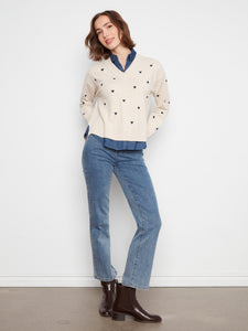 L/S FOOLER SWEATER | V-NECK + SHIRT COLLAR-Jackets & Sweaters-CHARLIE B-Coriander