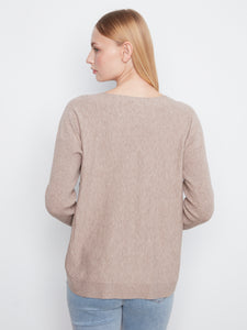 L/S PULLOVER SWEATER | BOAT NECK with BUTTONS-Jackets & Sweaters-CHARLIE B-Coriander