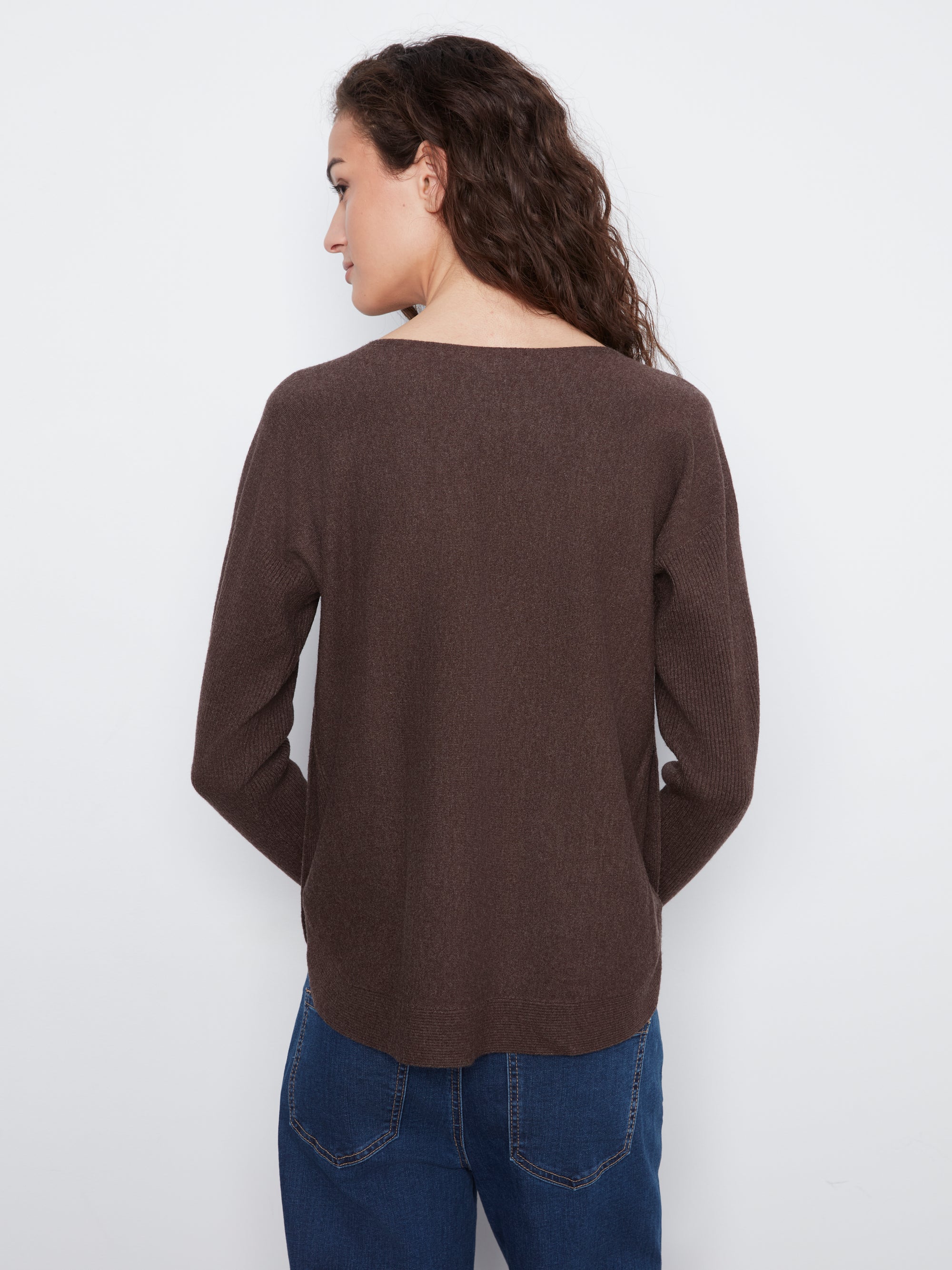 L/S PULLOVER SWEATER | BOAT NECK with BUTTONS-Jackets & Sweaters-CHARLIE B-Coriander