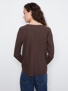 L/S PULLOVER SWEATER | BOAT NECK with BUTTONS-Jackets & Sweaters-CHARLIE B-Coriander