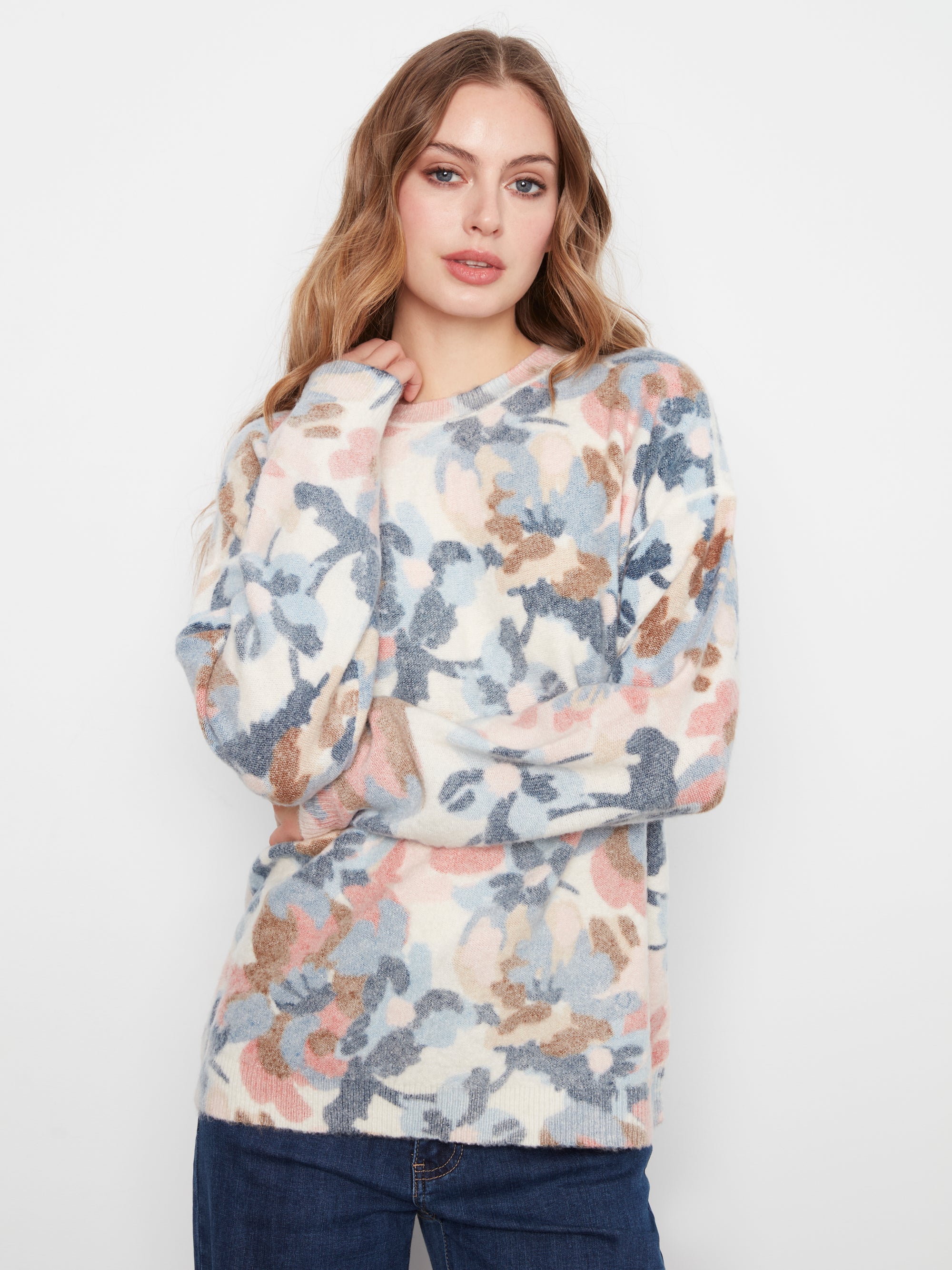 L/S PULLOVER SWEATER | REVERSIBLE PRINT-Jackets & Sweaters-CHARLIE B-Coriander