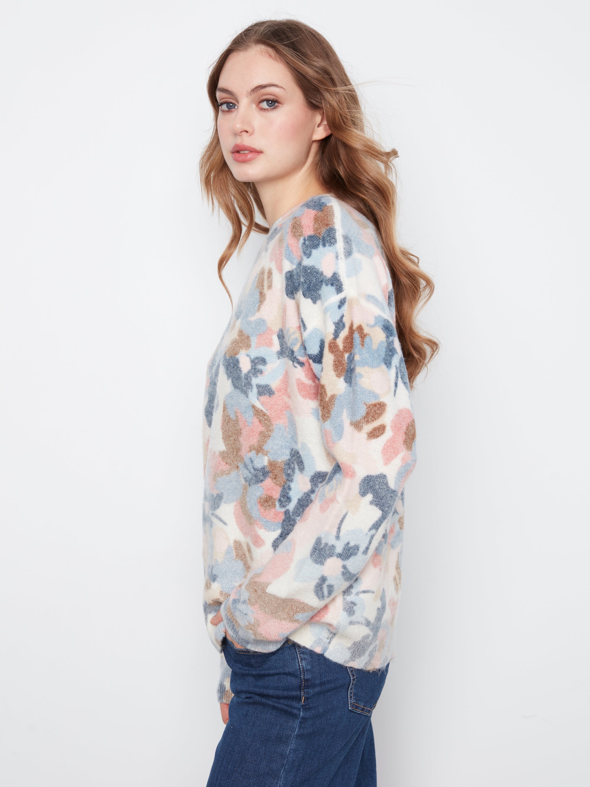 L/S PULLOVER SWEATER | REVERSIBLE PRINT-Jackets & Sweaters-CHARLIE B-Coriander