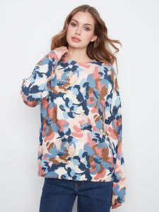 L/S PULLOVER SWEATER | REVERSIBLE PRINT-Jackets & Sweaters-CHARLIE B-Coriander