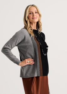 LONG SLEEVE PULLOVER SWEATER | VERTICAL LINE-Jackets & Sweaters-ZAKET & PLOVER-Coriander