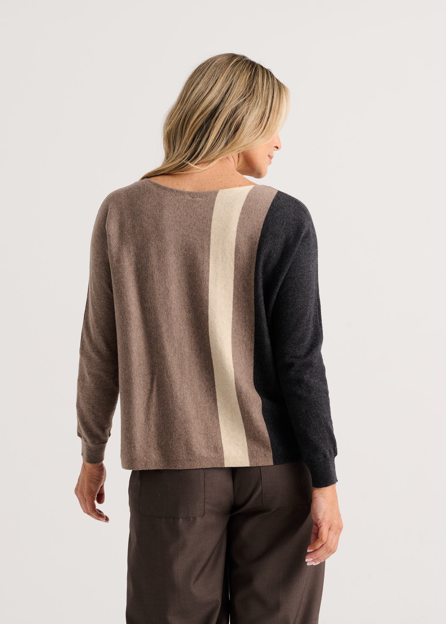 LONG SLEEVE PULLOVER SWEATER | VERTICAL LINE-Jackets & Sweaters-ZAKET & PLOVER-Coriander