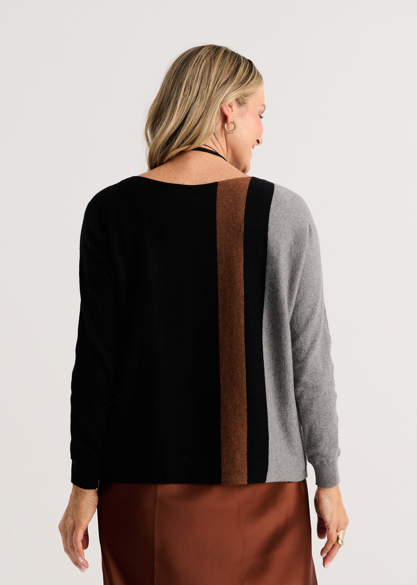 LONG SLEEVE PULLOVER SWEATER | VERTICAL LINE-Jackets & Sweaters-ZAKET & PLOVER-Coriander