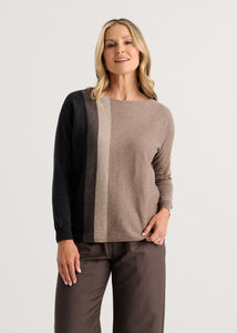 LONG SLEEVE PULLOVER SWEATER | VERTICAL LINE-Jackets & Sweaters-ZAKET & PLOVER-XSMALL-WALNUT-Coriander