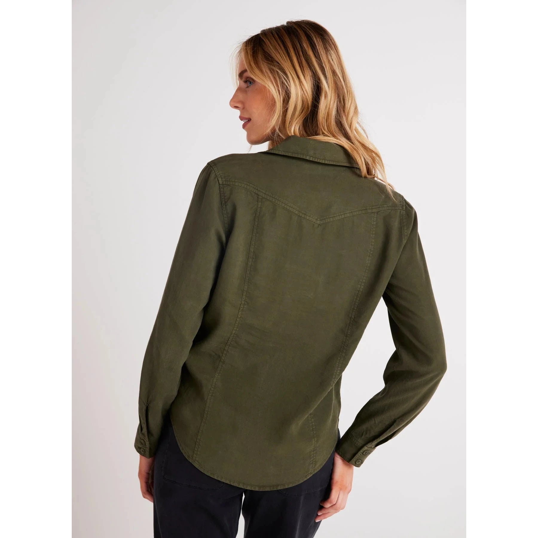 LONG SLEEVE SEAMED SHIRT-Top-BELLA DAHL-Coriander