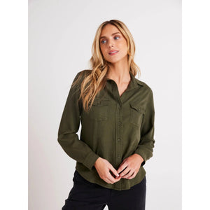 LONG SLEEVE SEAMED SHIRT-Top-BELLA DAHL-Coriander