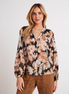 LONG SLEEVE SHIRRED RAGLAN SHIRT-Tops-BELLA DAHL-Coriander