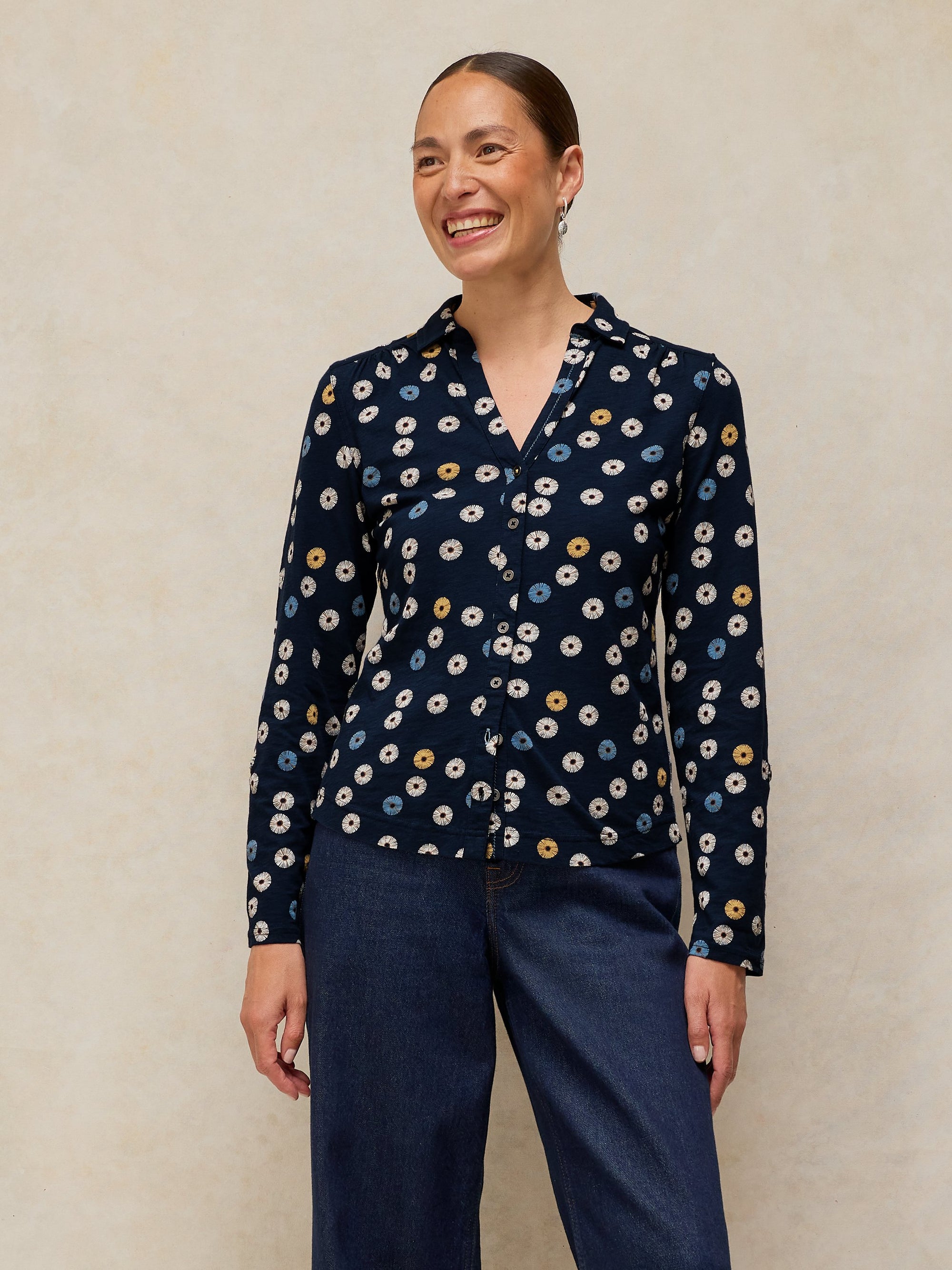 L/S SHIRT | ANNIE JERSEY-Tops-WHITE STUFF-6-NAVY-Coriander
