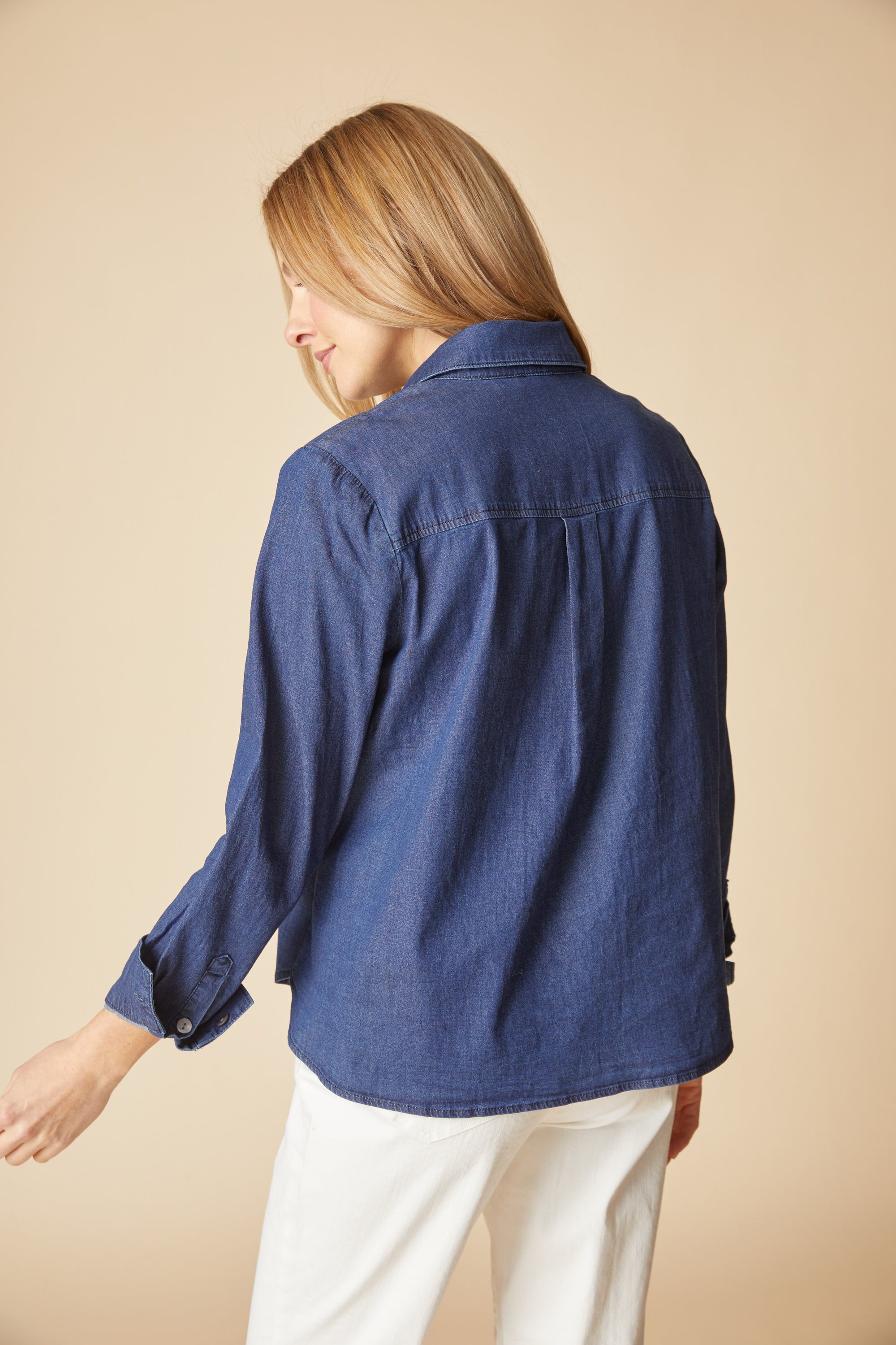LONG SLEEVE SHIRT | SHAPED HEM-Tops-HABITAT-Coriander