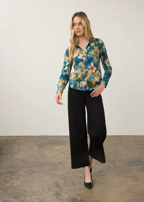 FDJ L/S SHIRT | SPLIT NECK SHIRT-Tops-FRENCH DRESSING JEANS-Coriander