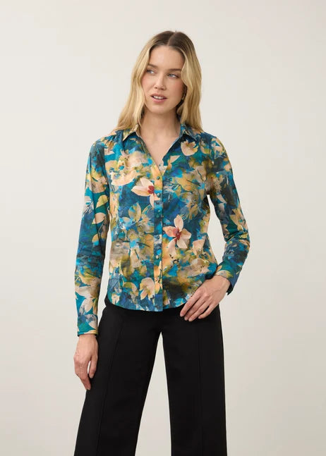 FDJ L/S SHIRT | SPLIT NECK SHIRT-Tops-FRENCH DRESSING JEANS-Coriander