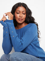 LONG SLEEVE SWEATER | BOAT NECK-Jackets & Sweaters-CHARLIE B-SMALL-COBALT-Coriander