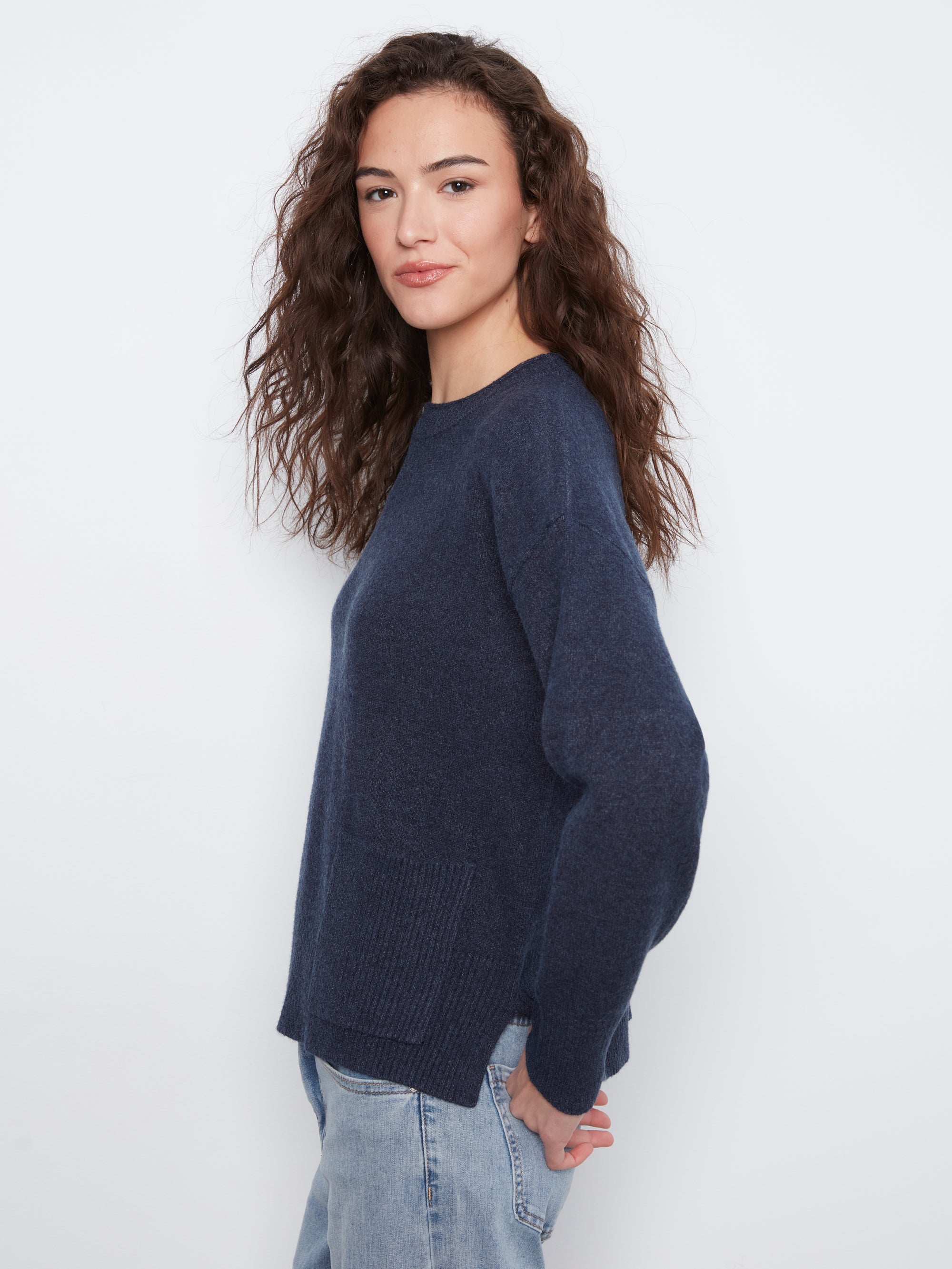 L/S SWEATER | PATCH POCKET SWEATER-Jackets & Sweaters-CHARLIE B-Coriander