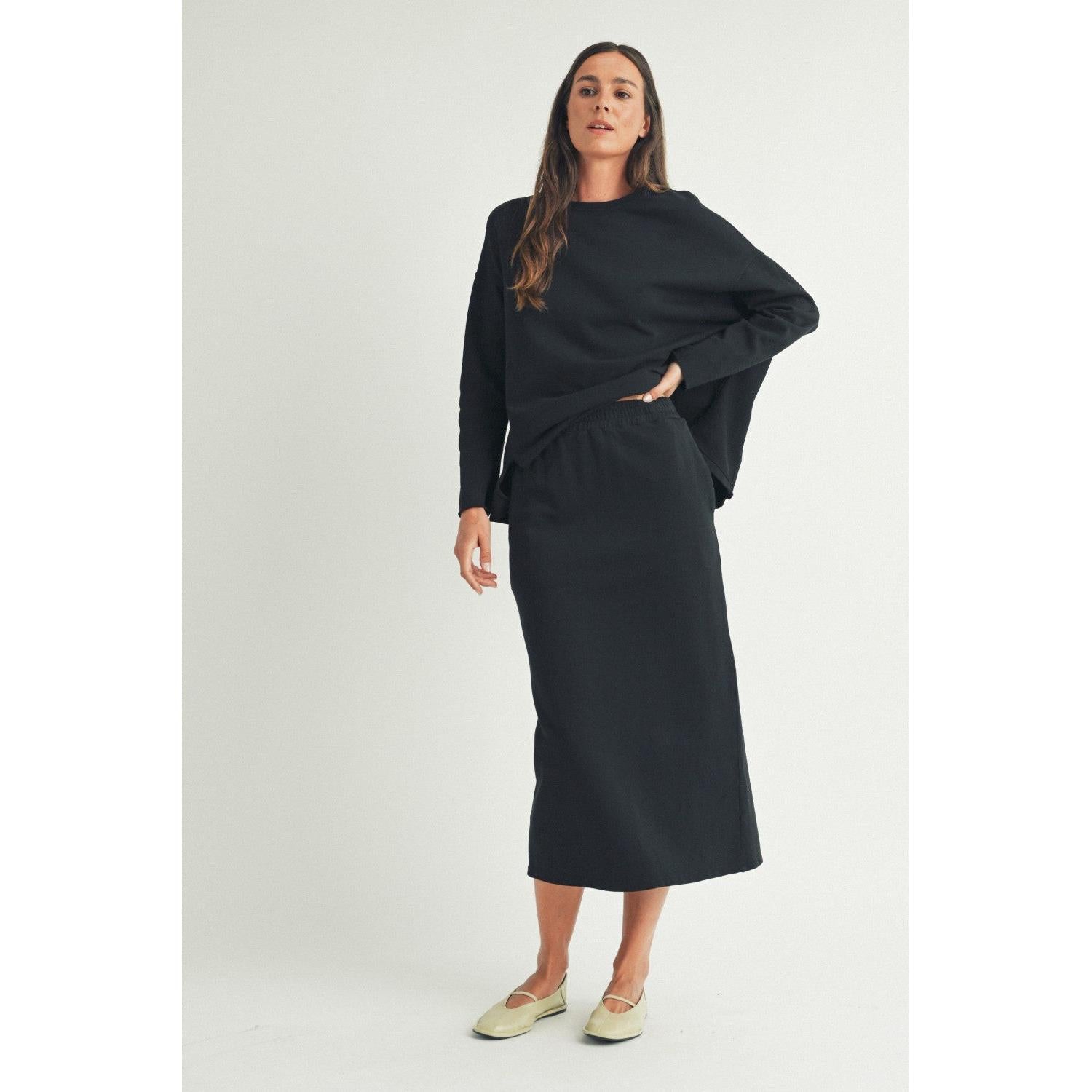 L/S TOP | OVERSIZE DROP SHOULDER-Tops-ELLE GREY-SMALL-Black-Coriander