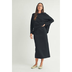 LONG SLEEVE TOP | OVERSIZE DROP SHOULDER-Tops-ELLE GREY-SMALL-Black-Coriander