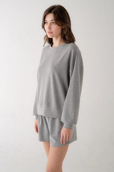 LONG-SLEEVED TOP | CREW-Tops-ELLE GREY-SMALL-HEATHER GREY-Coriander
