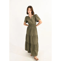 LONG TIERED DRESS-Dresses-MOLLY BRACKEN-Coriander