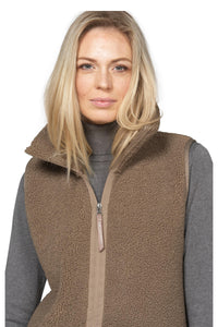 LONG VEST | BONDED PILE-Jackets & Sweaters-ILSE JACOBSEN-36-GREIGE 105-Coriander