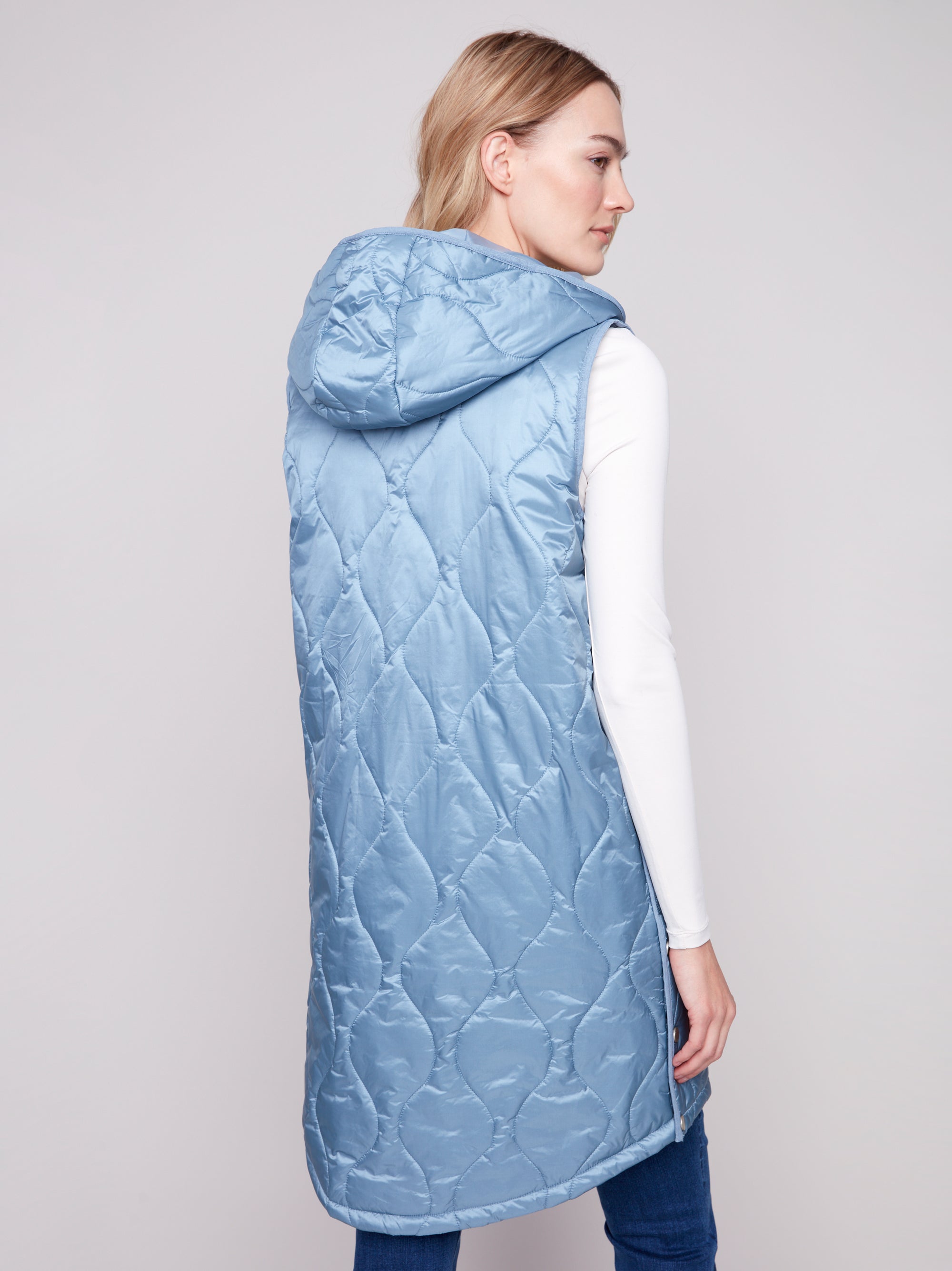 LONG VEST | PEARLIZED-Jackets & Sweaters-CHARLIE B-Coriander