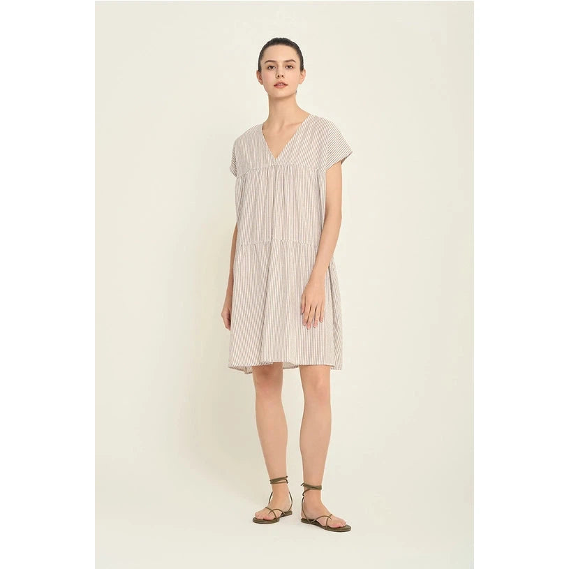 LOOSE BOXY STRIPE DRESS-Dresses-GRADE AND GATHER-Coriander