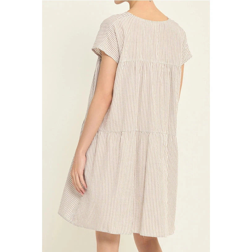 LOOSE BOXY STRIPE DRESS-Dresses-GRADE AND GATHER-Coriander