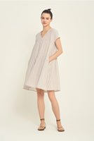 LOOSE BOXY STRIPE DRESS-Dresses-GRADE AND GATHER-SMALL-BROWN ASH-Coriander