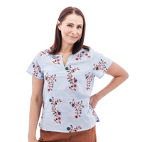 LORENA FLORAL SPLIT NECK BLOUSE-Top-AVENTURA-Coriander