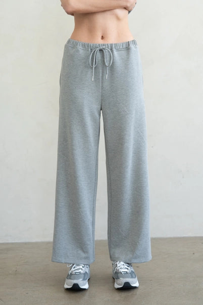LOUNGE PANTS | WIDE LEG: HEATHER GREY-Bottoms-ELLE GREY-Coriander