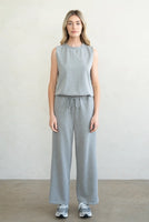 LOUNGE PANTS | WIDE LEG: HEATHER GREY-Bottoms-ELLE GREY-SMALL-HEATHER GREY-Coriander