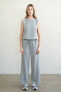 LOUNGE PANTS | WIDE LEG: HEATHER GREY-Bottoms-ELLE GREY-SMALL-HEATHER GREY-Coriander