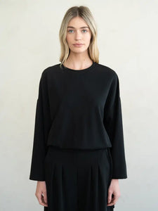 LOUNGE TOP | ULTIMATE SOFT: BLACK-Tops-ELLE GREY-SMALL-Black-Coriander