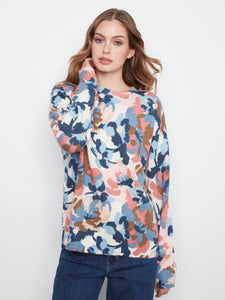 L/S PULLOVER SWEATER | REVERSIBLE PRINT: DREAM-Jackets & Sweaters-CHARLIE B-XSMALL-DREAM-Coriander