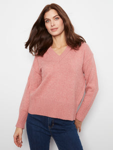 L/S PULLOVER SWEATER | V-NECK RIBBED-Jackets & Sweaters-CHARLIE B-SMALL-CARNATION-Coriander