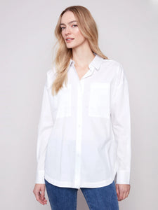 L/S SHIRT | CHEST POCKETS-Tops-CHARLIE B-XSMALL-WHITE-Coriander
