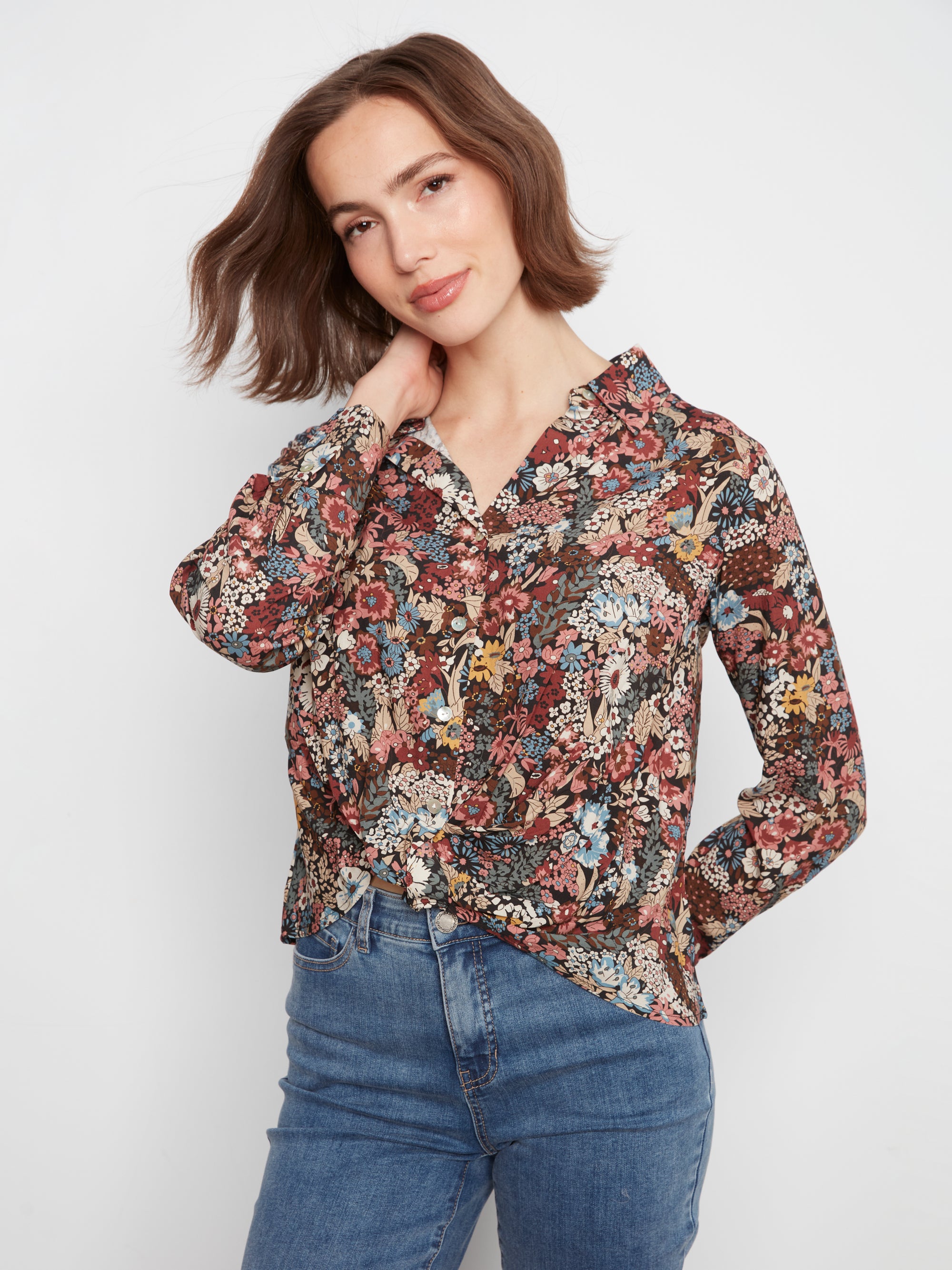 L/S SHIRT | TWISTED FRONT: AZALEA