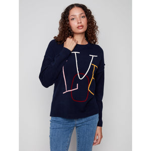 L/S SWEATER | LOVE SOUTACHE CREW NECK-Jackets & Sweaters-CHARLIE B-Coriander